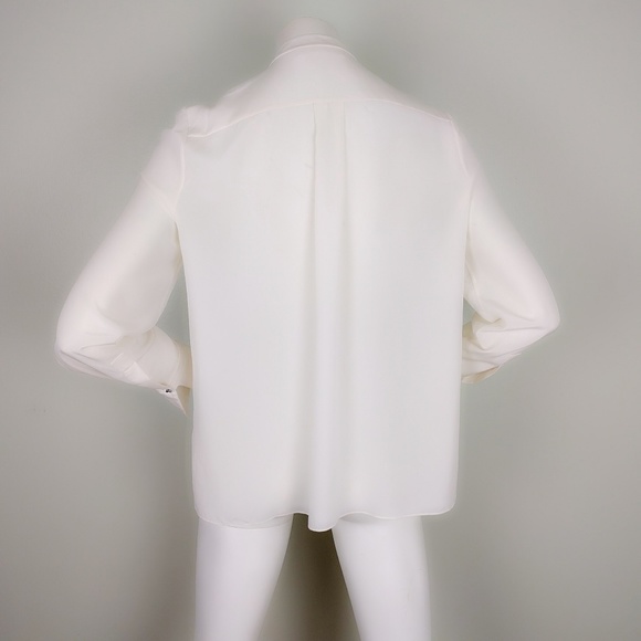 Vintage CHLOE 🎉HP🎉 Ivory Silk Ruffle Tuxedo Blouse 40 S - Picture 5 of 6